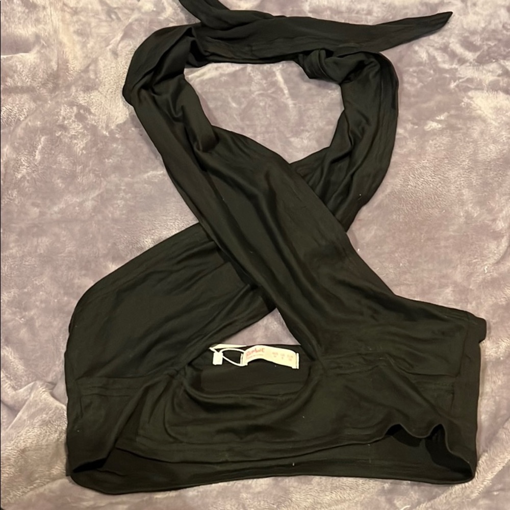 Black wrap halter top